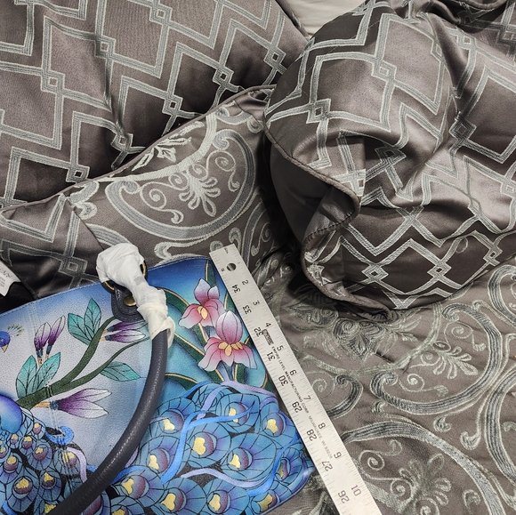 Anuschka Midnight Peacock Purse And Wallet  Handpainted Genuine Leather - Picture 8 of 15